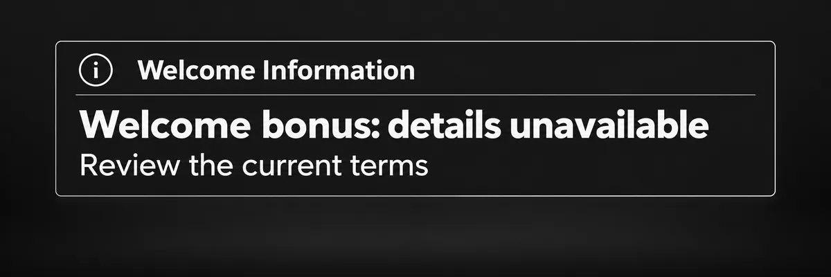Dark charcoal and off-white Mafia banner showing a sparse domain notice panel with an information icon and welcome bonus messaging